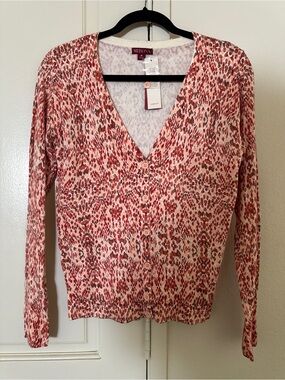 Merona Pink and Cream V-Neck Cardigan NWT